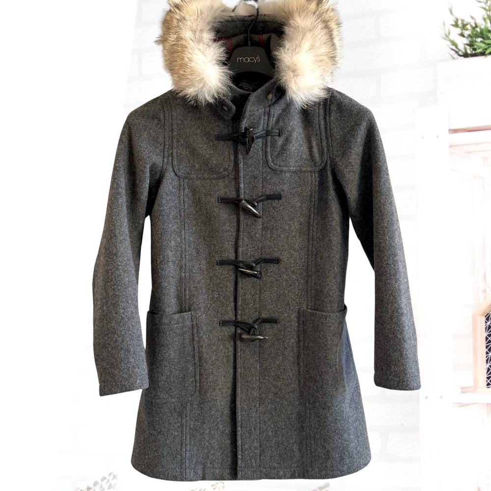 Fidelity by Gerald & Stewart Hooded Peacoat with Removable Coyote Fur • Vintage